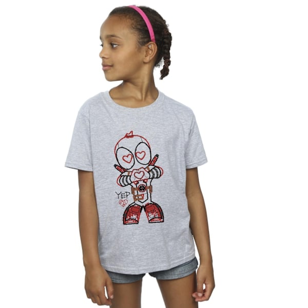 Marvel Girls Deadpool Love Beam Line Bomull T-shirt 3-4 år S Sports Grey 3-4 Years