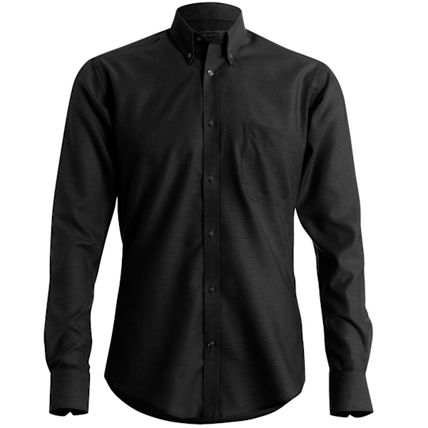 Kustom Kit Herr Slim Fit Långärmad Oxford Skjorta 18 Svart Black 18