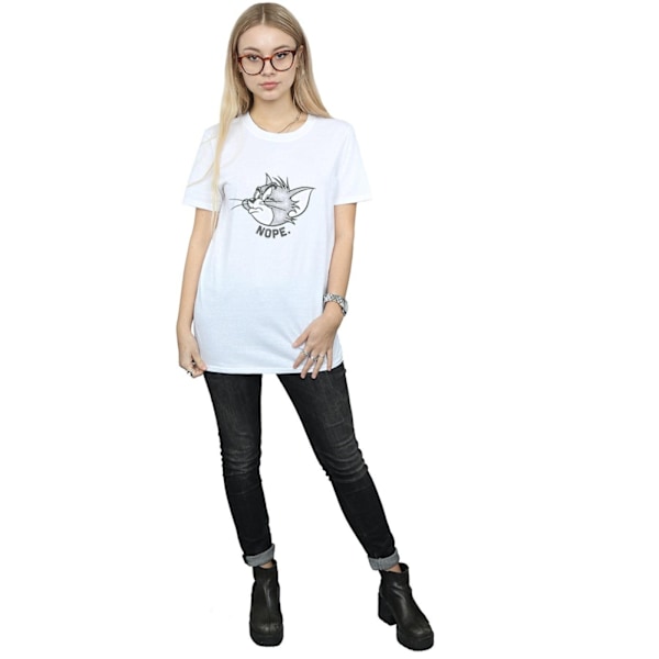 Tom och Jerry Dam/Dam Nope Face Bomull Boyfriend T-shirt White M