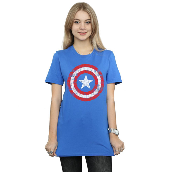 Marvel Womens/Ladies Avengers Captain America Scratched Shield Royal Blue XL