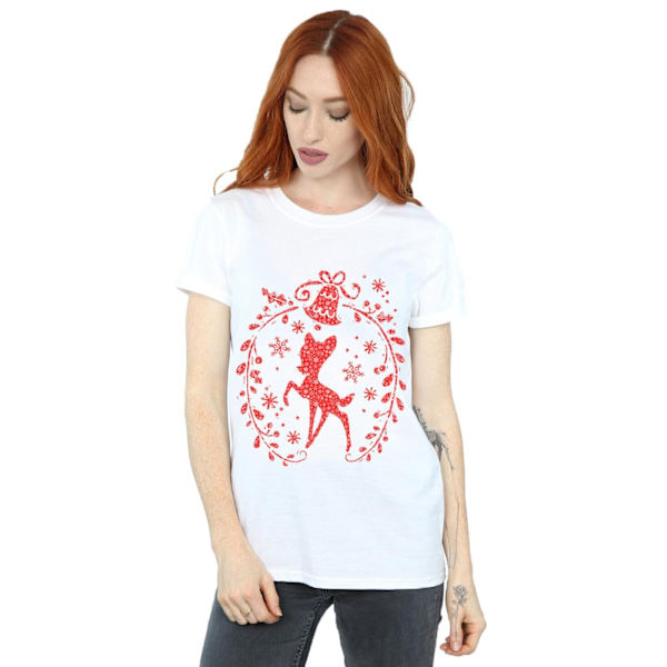 Disney Dam/Kvinnor Bambi Julkrans Bomull T-shirt S Vit White S