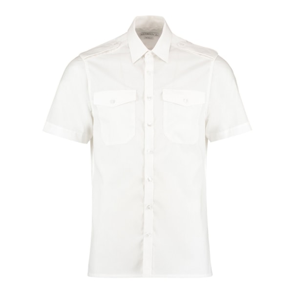 Kustom Kit Skräddarsydd kortärmad pilotskjorta för män 18,5in vit White 18.5in