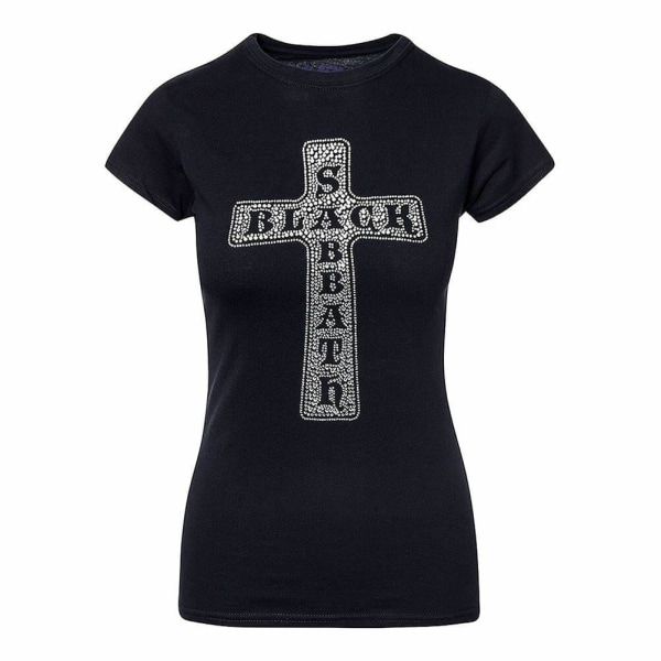 Svart Sabbath Cross T-shirt dam/dam M Svart Black M