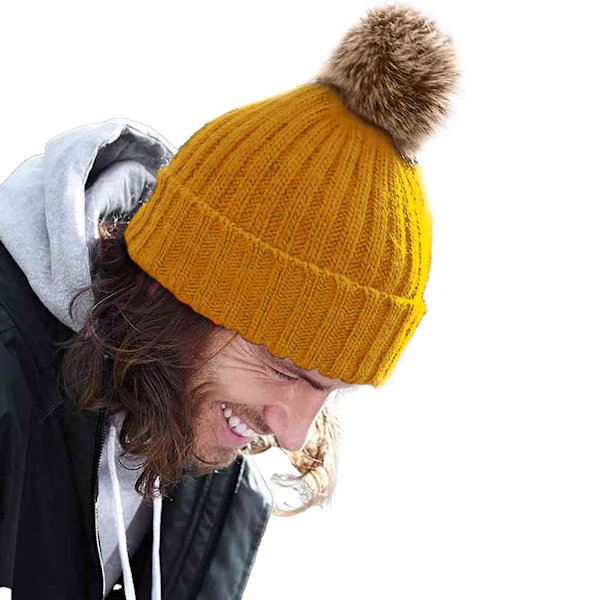 Beechfield Unisex Cuffed Design Vinterhatt En Storlek Senapsgul Mustard Yellow One Size
