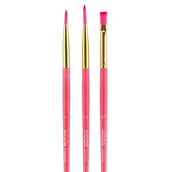 Moon Creations Ansiktsmålningspensel (3-pack) One Size Rosa Pink One Size
