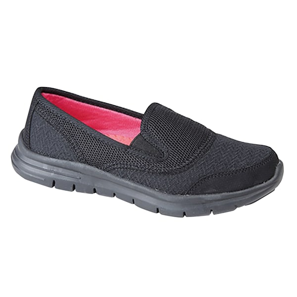 Dek Dam/Dam Superlätta Dubbla Elastiska Kilar Fritidsskor Black 7 UK