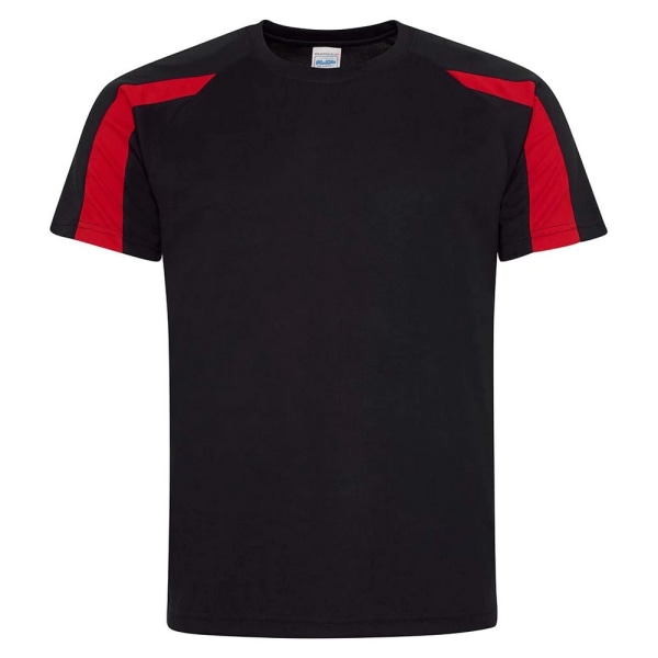 AWDis Cool Mens Contrast Moisture Wicking T-Shirt M Jet Black/F Jet Black/Fire Red M