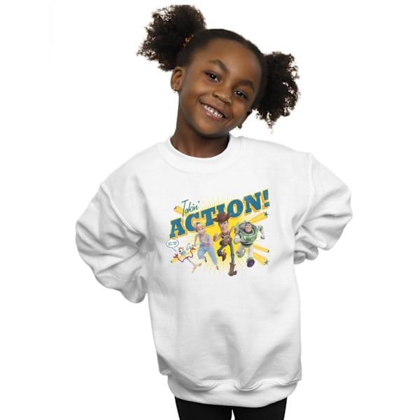 Disney Girls Toy Story 4 Takin´ Action Sweatshirt 7-8 År Vit White 7-8 Years