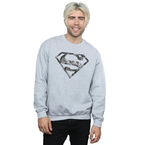 Superman Herr Marmoreffekt Logotyp Sweatshirt L Sports Grey Sports Grey L