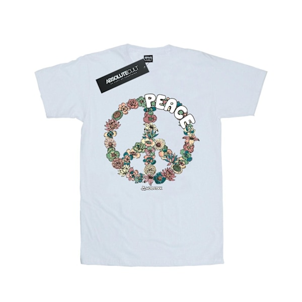 Woodstock Womens/Ladies Floral Peace Cotton Boyfriend T-Shirt X White XXL