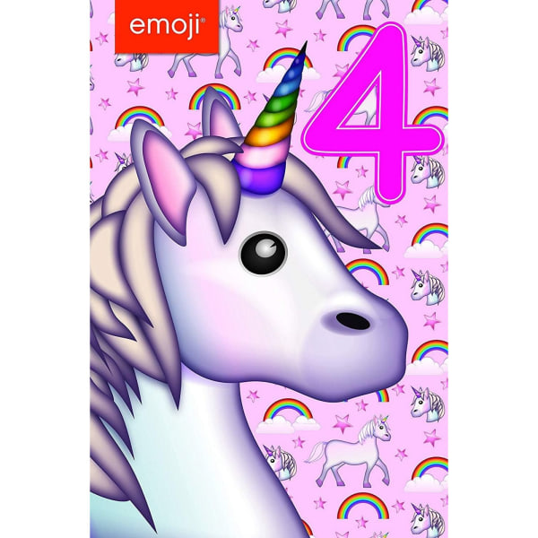 Emoji Unicorn 4:e födelsedagskort En one size rosa/lila Pink/Purple One Size