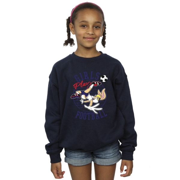 Looney Tunes Girls Lola Bunny Girls Spela Fotboll Sweatshirt 3- Navy Blue 3-4 Years