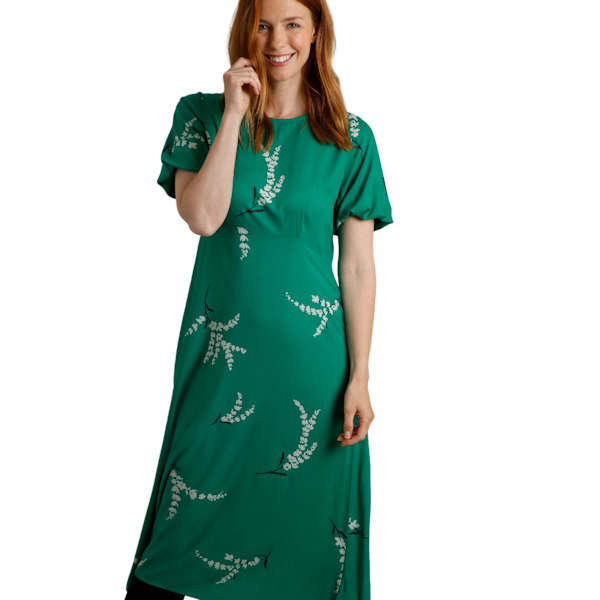 Weird Fish Damklänning Everly Printed Eco Viscose 18 UK Evergreen 18 UK