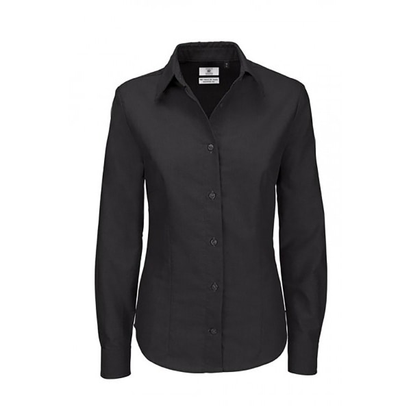 B&C Oxford långärmad skjorta för damer/skjortor och blusar för dam 6 Black 6XL
