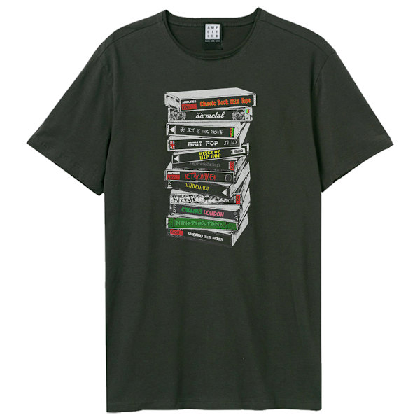 Amplified Unisex Vuxen Stack Of Tapes T-Shirt L Kolgrå Charcoal L