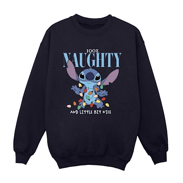Disney Dam/Kvinnor Lilo & Stitch Naughty & Nice Sweatshirt 4X Navy Blue 4XL