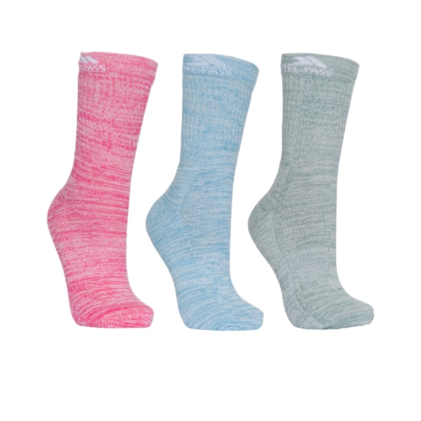 Trespass Womens/Ladies Helvellyn Trekking Socks (3-pack) 6-9 Rose Melange/Blue Melange/Sage Mela 6-9 UK