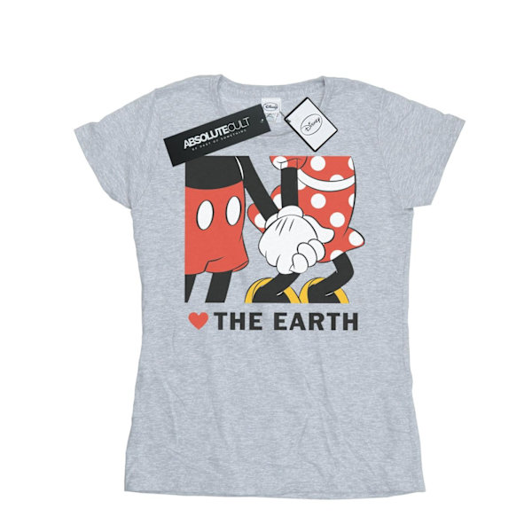 Disney Dam/Damer Mickey Mouse Hjärta Jorden Bomull T-shirt Sports Grey L