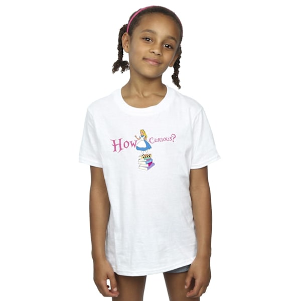 Disney Girls Alice In Wonderland How Curious Bomull T-shirt 5-6 White 5-6 Years