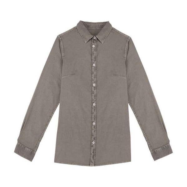 Native Spirit Dam/Kvinnor Tvättat Långärmad Skjorta XXL Ljus Pale Khaki XXL