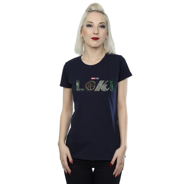 Marvel Dam Loki Logotyp T-Shirt i Bomull S Marinblå Navy Blue S