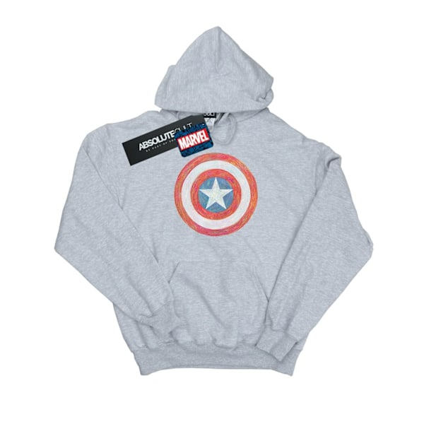 Marvel Dam/Kvinnor Captain America Sketched Shield Hoodie S S Sports Grey S