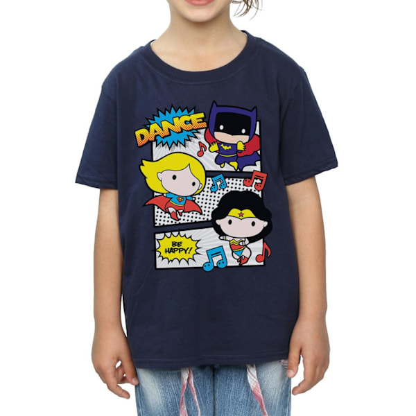 DC Comics Girls Chibi Super Friends Dance Bomull T-shirt 9-11 år Navy Blue 9-11 Years