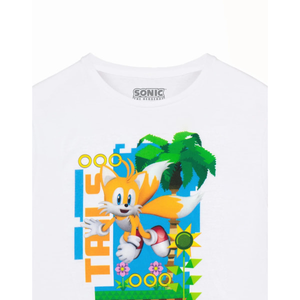 Sonic The Hedgehog kortärmad T-shirt för barn/barn Tails 1 White 11-12 Years