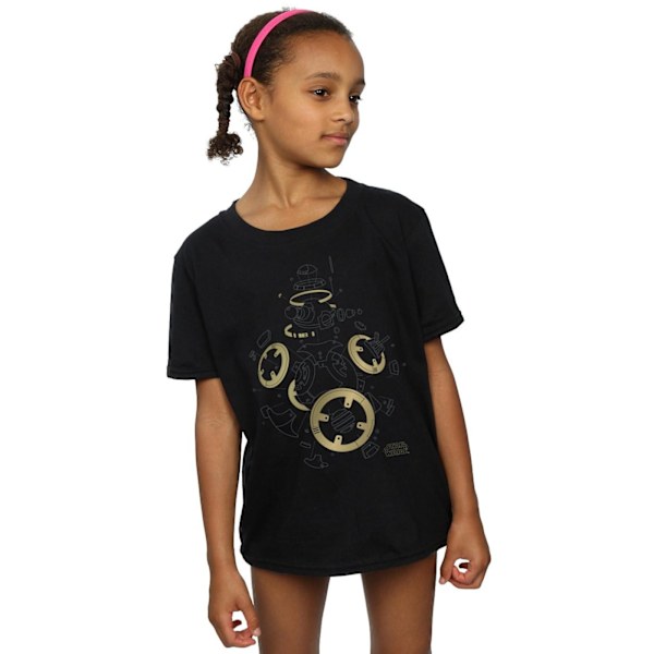 Star Wars Girls The Last Jedi BB-8 Deconstructed Bomull T-shirt Black 9-11 Years