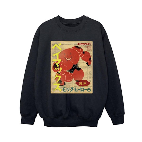 Disney Boys Big Hero 6 Baymax Baymax Newspaper Sweatshirt 5-6 år Black 5-6 Years