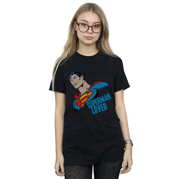 DC Comics Dam/Kvinnor Superman Lover Bomull Boyfriend T-Shirt Black 3XL