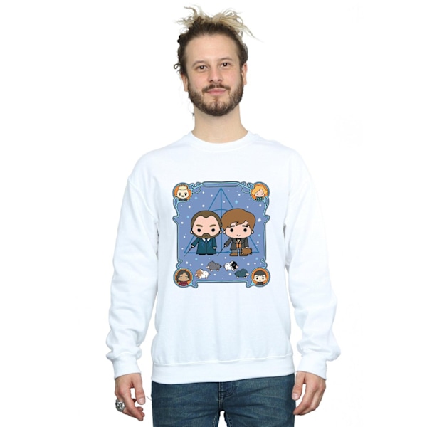 Fantastiska vidunder Mäns Chibi Newt Och Dumbledore Sweatshirt 4XL White 4XL