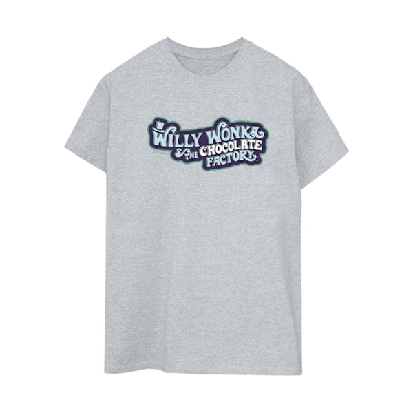 Willy Wonka Dam/Kvinnor Chokladfabrik Logotyp Bomull Pojkvän Sports Grey 5XL