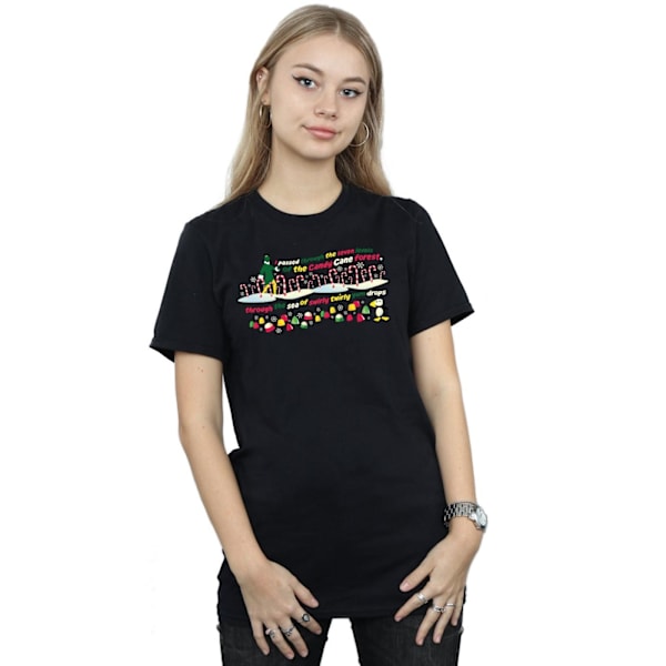 Elf Dam/Damer Candy Cane Forest Bomull Boyfriend T-Shirt M Black M