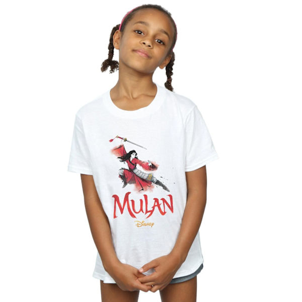 Disney Girls Mulan Movie Pose Bomull T-shirt 12-13 År Vit White 12-13 Years