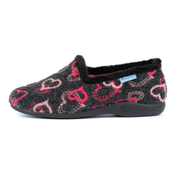 Lunar Dam/Dam Jolly Hearts Tofflor 4 UK Svart/Rosa Black/Pink 4 UK