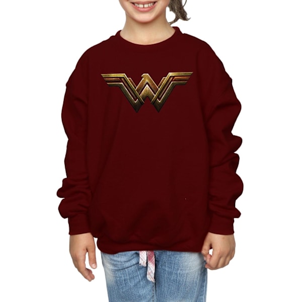 DC Comics Girls Justice League Movie Wonder Woman Emblem Sweatshirt Burgundy 7-8 Years