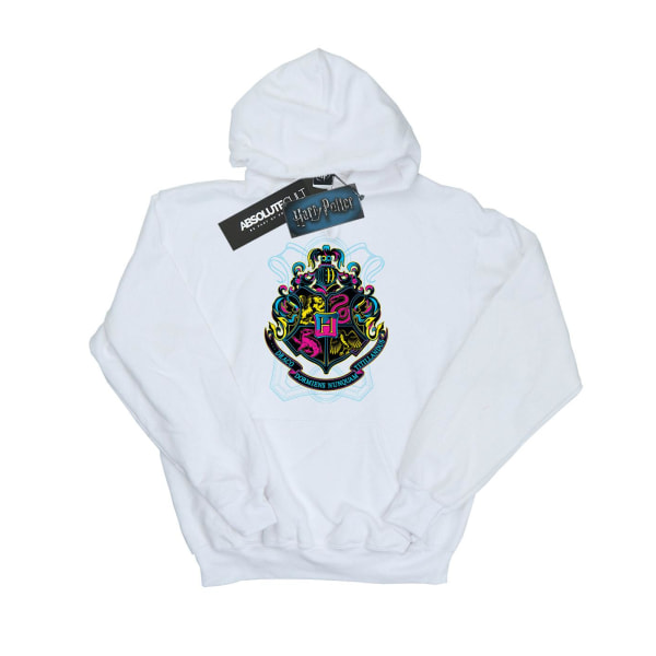 Harry Potter Boys Neon Hogwarts Crest Hoodie 9-11 år Vit White 9-11 Years