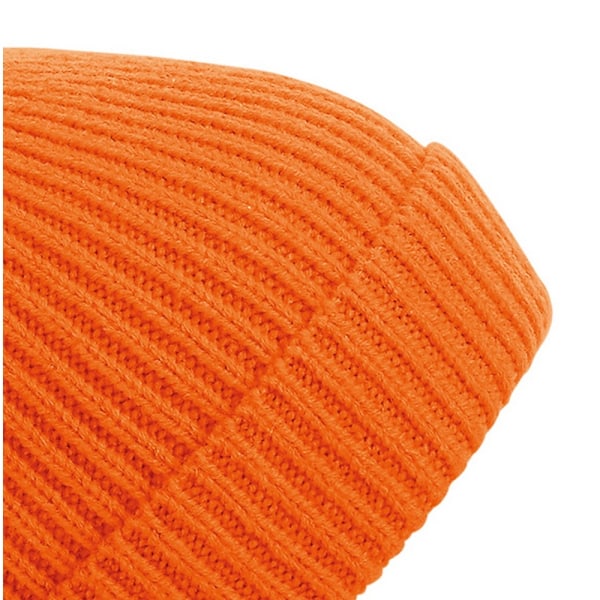 Beechfield Unisex Engineered Knit Ribbed Pom Pom Beanie One Size Orange One Size