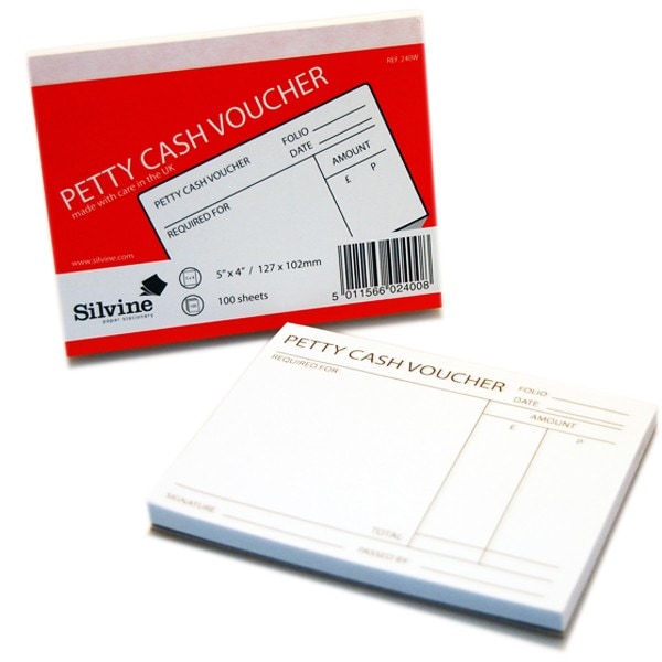 Silvine Petty Cash Voucher Pad Book 100 ark - Paket med 24 May Vary One Size