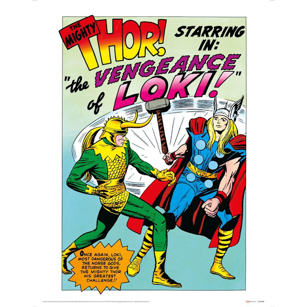 Marvel Vengenance Of Loki Comic Print 40cm x 30cm Blå/Grön/Gul Blue/Green/Yellow 40cm x 30cm