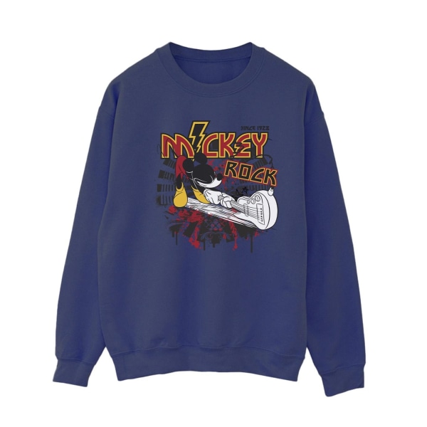 Disney Mickey Mouse Smash Guitar Rock Sweatshirt för damer/damer Navy Blue XXL