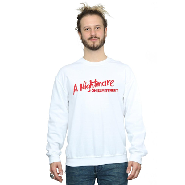 A Nightmare On Elm Street Herr Röd Logotyp Sweatshirt L Vit White L