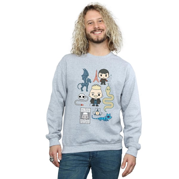 Fantastiska vidunder Mäns Chibi Grindelwald Sweatshirt 4XL Sports G Sports Grey 4XL