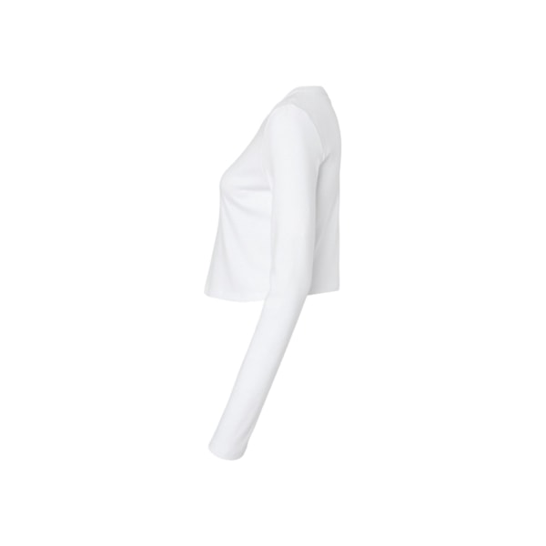 Bella + Canvas Dam/Dam Plain Micro-Rib Långärmad Crop Solid White 14 UK - 16 UK