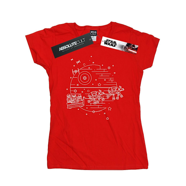 Star Wars Dam/Kvinnor Dödsstjärnan Sleigh Bomull T-shirt M Röd Red M