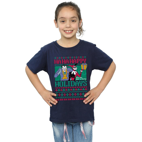 DC Comics Girls Joker And Harley Quinn Ha Ha Happy Holidays Cot Navy Blue 7-8 Years