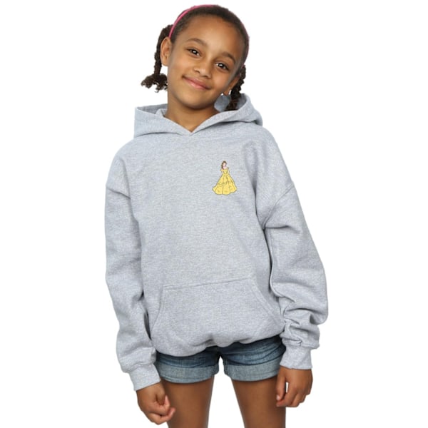 Disney Princess Girls Belle Bröst Hoodie 7-8 År Sports Grey Sports Grey 7-8 Years