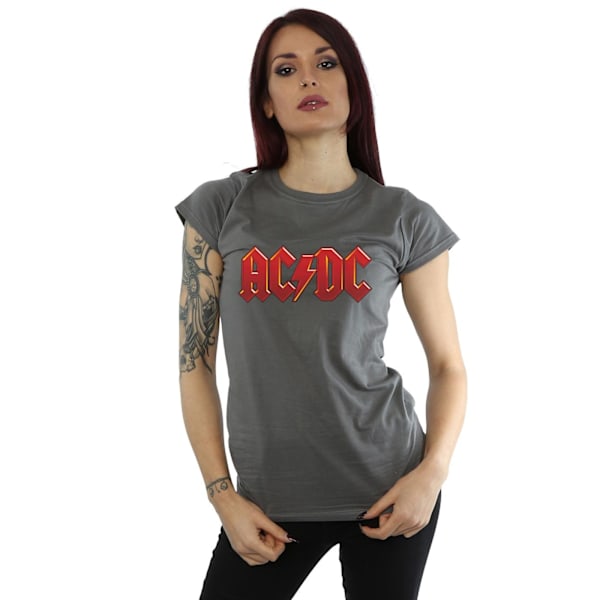 AC/DC Dam/Dam Dark Red Logo Bomull T-shirt XL Charcoal Charcoal XL