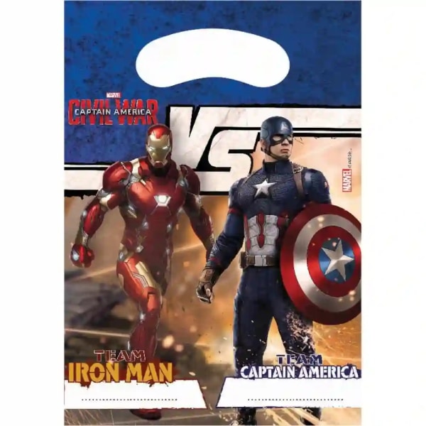 Captain America Civil War Party-väskor (paket med 6) One Size Multi Multicoloured One Size